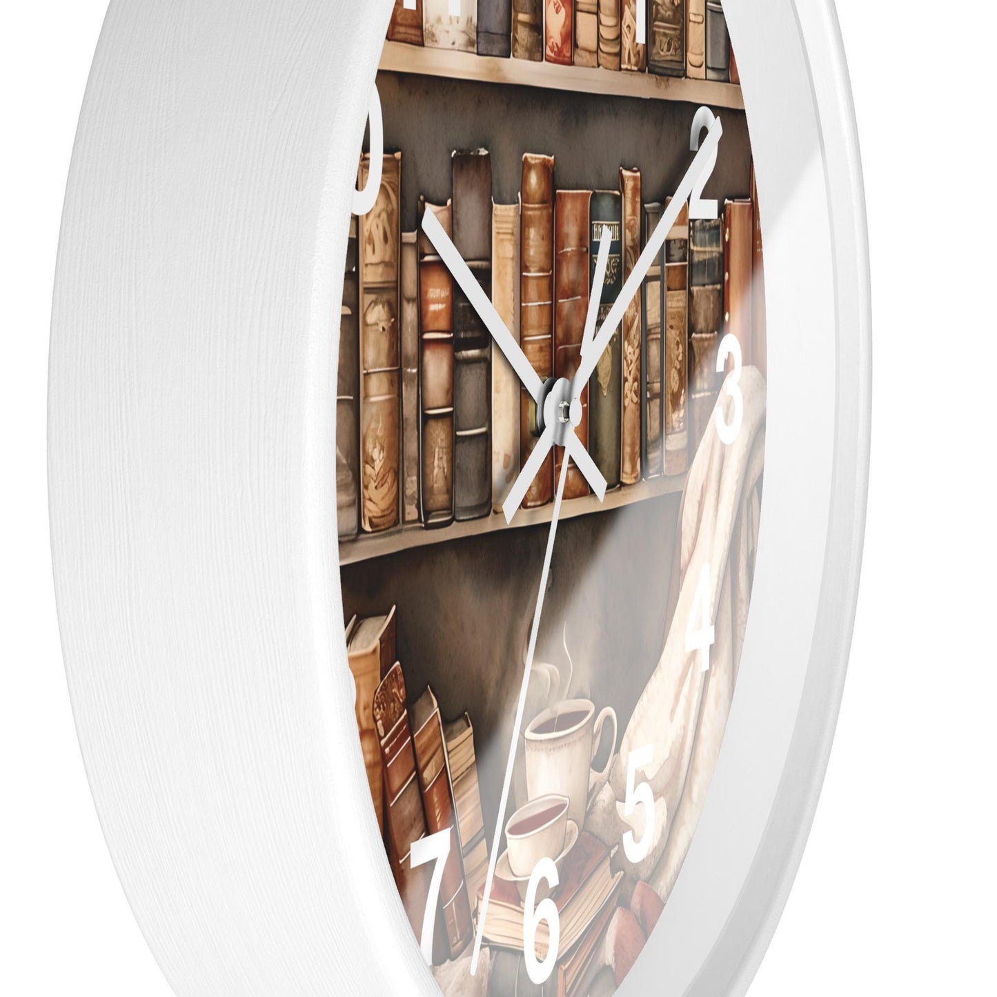 Cozy Reading Nook Wooden Wall Clock: Book Lover Gift