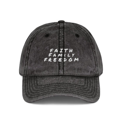 Vintage Embroidered Cap: Faith Family Freedom Cotton Twill Hat
