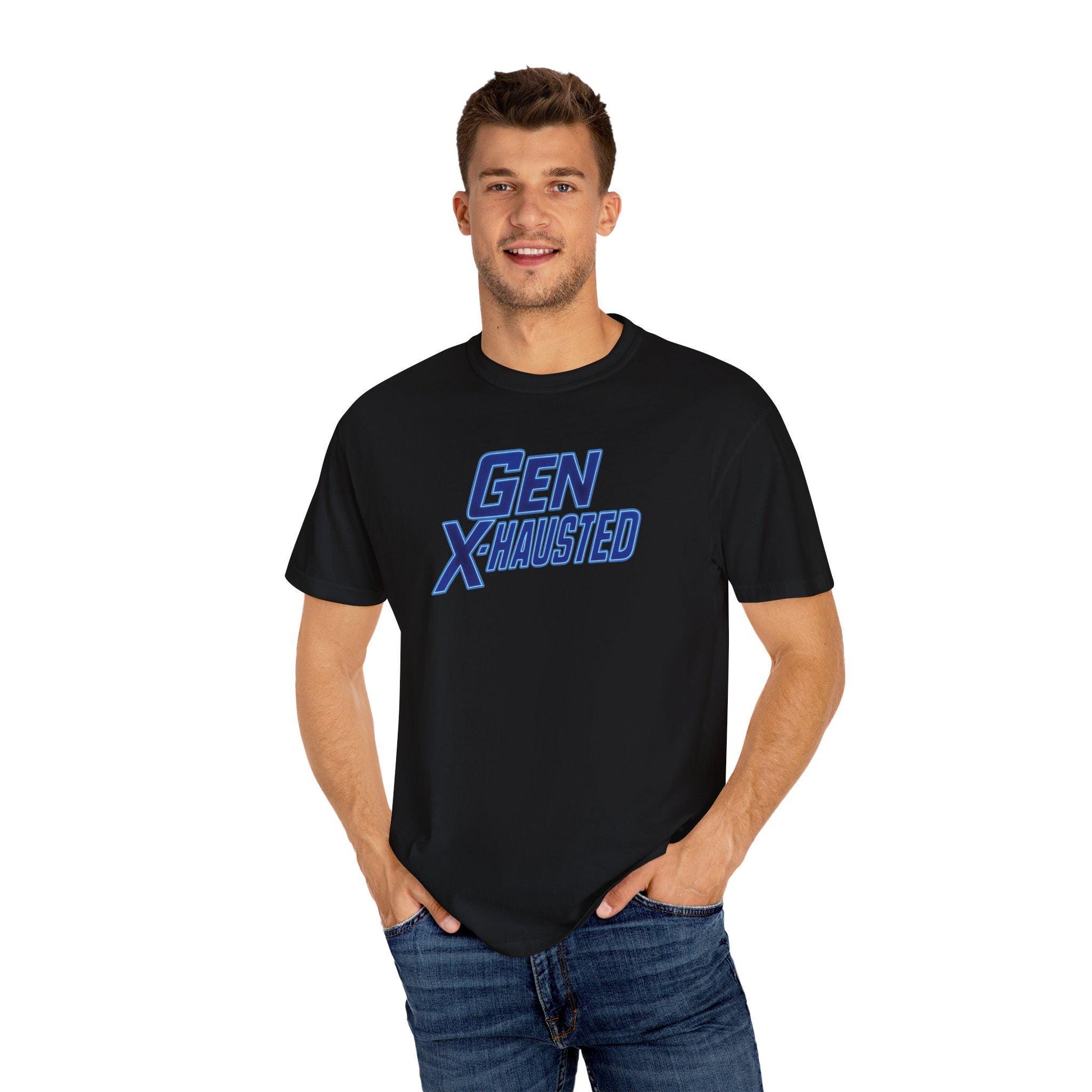 Gen X-Hausted T-Shirt: Vintage Style Gen X Humor Tee