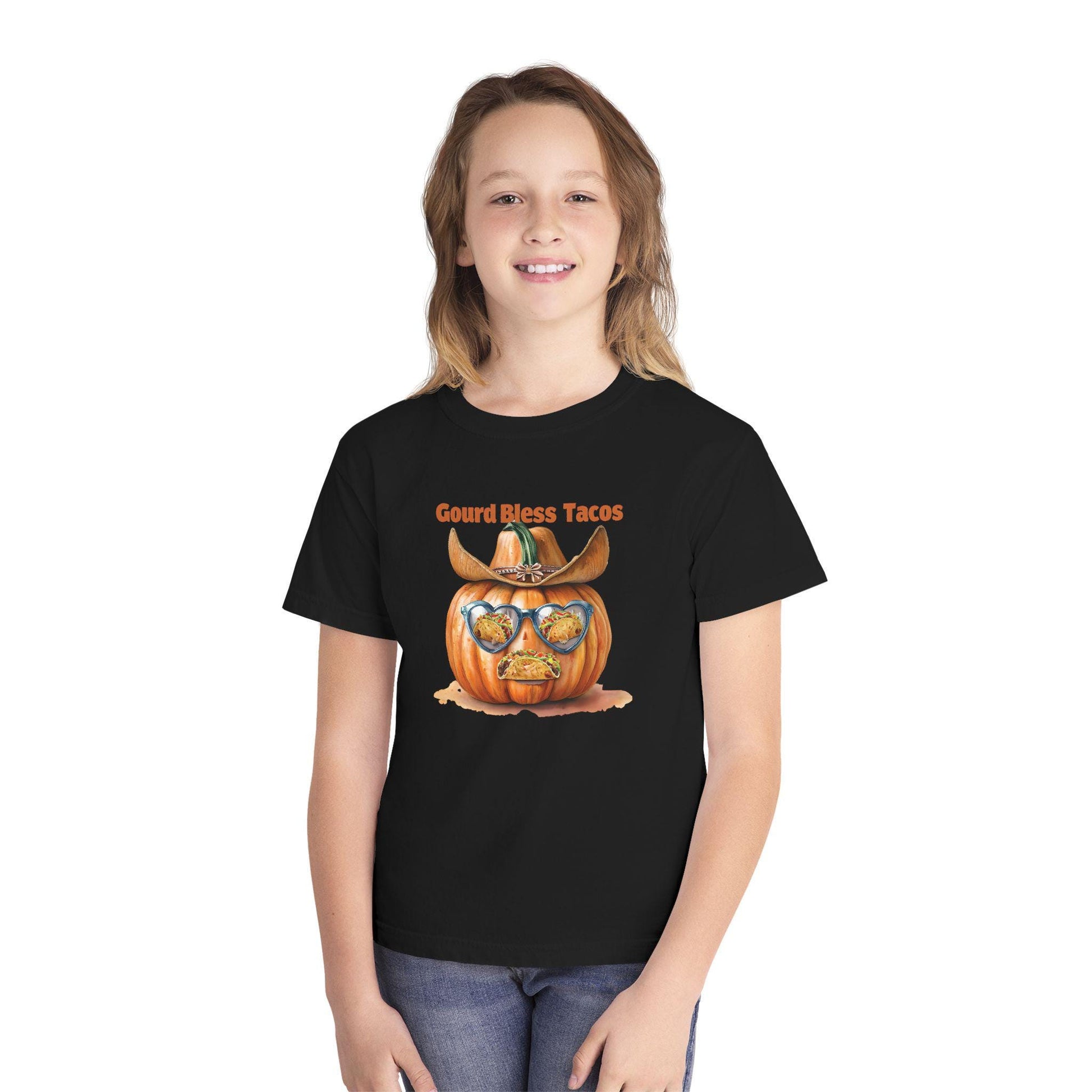 Gourd Bless Tacos Youth Tee: Whimsical Fall Halloween Shirt