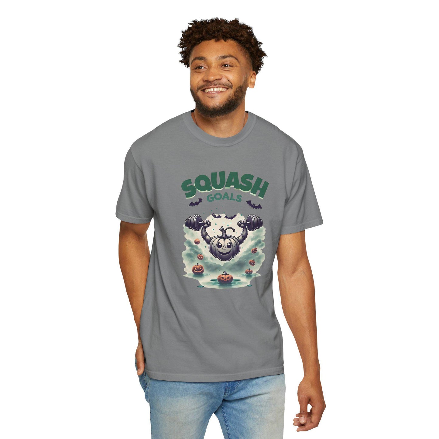 Halloween Fitness T-Shirt: Squash Goals Pumpkin Workout - Unisex