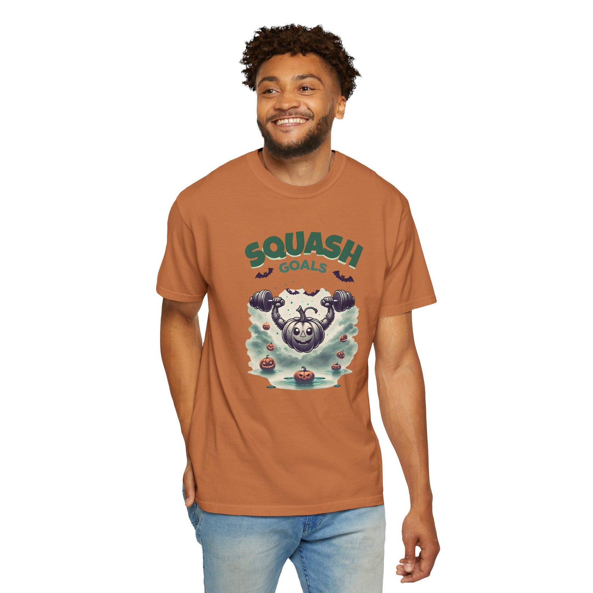 Halloween Fitness T-Shirt: Squash Goals Pumpkin Workout - Unisex