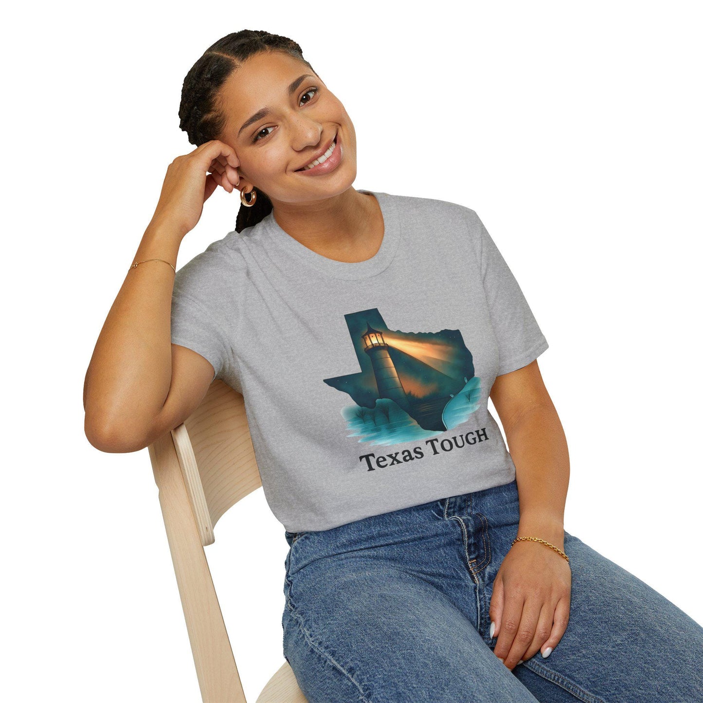 Texas Tough T-Shirt: Lighthouse Silhouette - Lone Star Pride