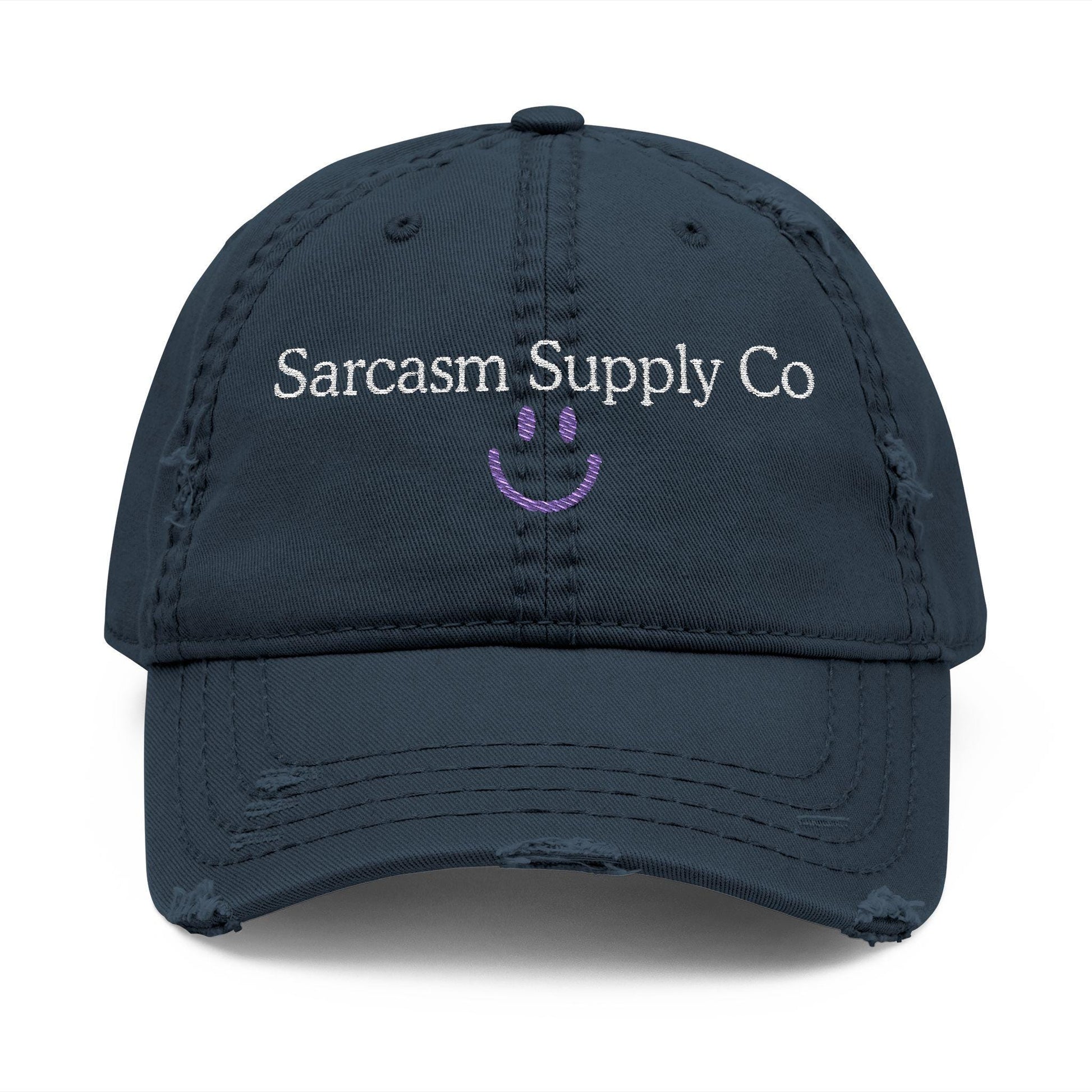 Distressed Cotton Dad Hat: Sarcasm Supply Co Embroidery