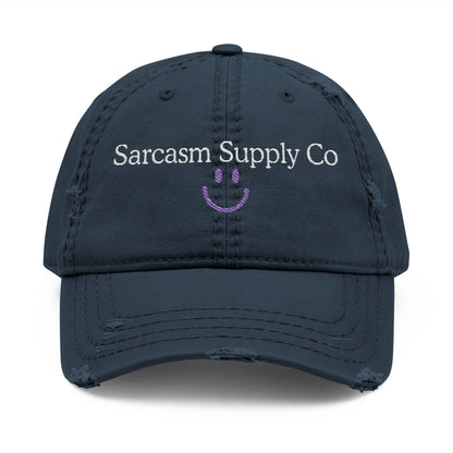 Distressed Cotton Dad Hat: Sarcasm Supply Co Embroidery