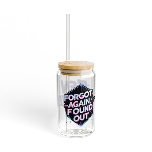 Gen X-Hausted Sipper Glass: 16oz Tempered Glass with Bamboo Lid