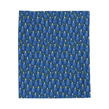 Texas Bluebonnet Velveteen Plush Blanket: Floral Home Decor Throw