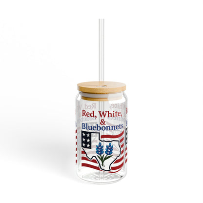 Texas Bluebonnet Sipper Glass: Patriotic Lone Star State Souvenir