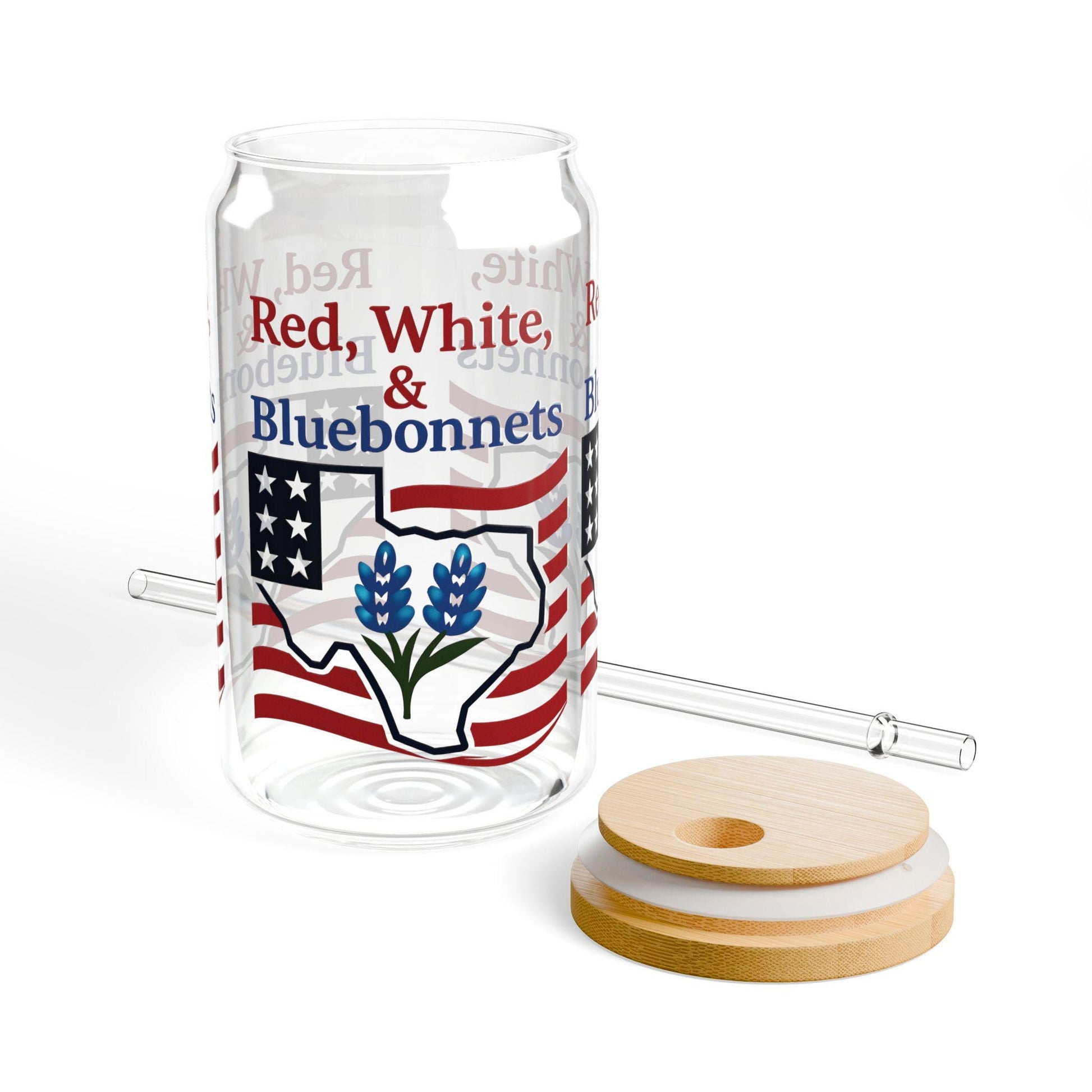 Texas Bluebonnet Sipper Glass: Patriotic Lone Star State Souvenir