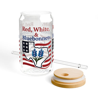 Texas Bluebonnet Sipper Glass: Patriotic Lone Star State Souvenir
