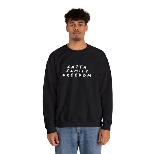 Faith Family Freedom Sweatshirt: Christian Patriotic Crewneck