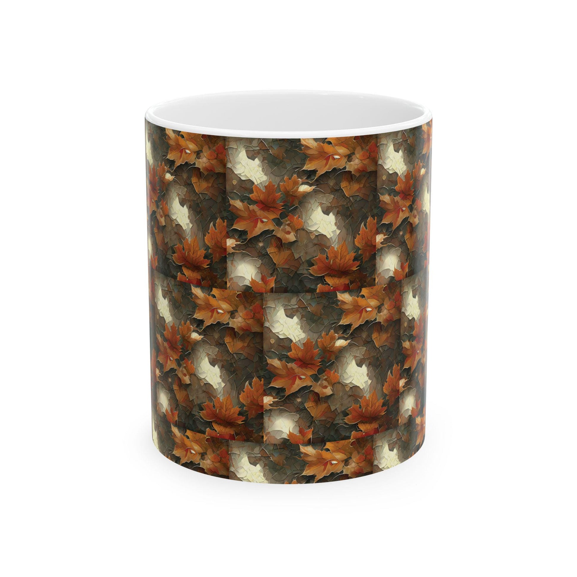 Autumn Leaves Ceramic Mug, Fall Drinkware, Coffee Tea Cup, Seasonal Home Decor, Gift for Nature Lovers