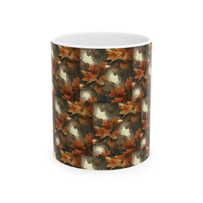 Autumn Leaves Ceramic Mug, Fall Drinkware, Coffee Tea Cup, Seasonal Home Decor, Gift for Nature Lovers