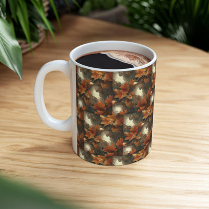 Autumn Leaves Ceramic Mug, Fall Drinkware, Coffee Tea Cup, Seasonal Home Decor, Gift for Nature Lovers