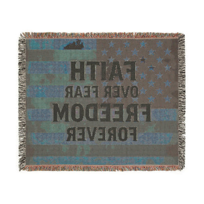 Faith Over Fear Woven Blanket: Inspirational Religious Gift