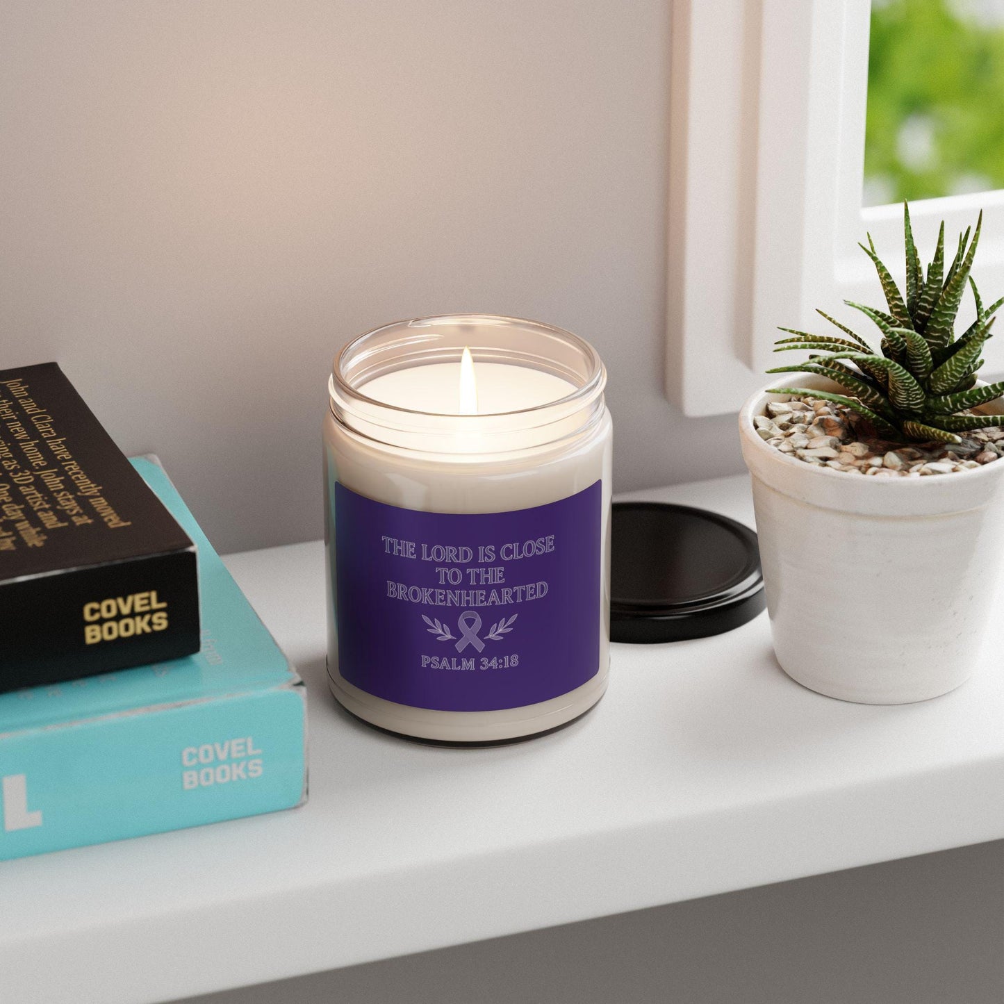 Scented Soy Candle, Inspirational Candle, Gift for Comfort, Relaxation Candle, Spiritual Home Decor, Inspirational Gifts, Psalm 34:18 Candle