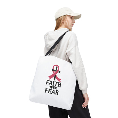 Faith Over Fear Tote Bag, Inspirational Gift for Cancer Awareness, Motivational Tote, Breast Cancer Support, Daily Use Bag