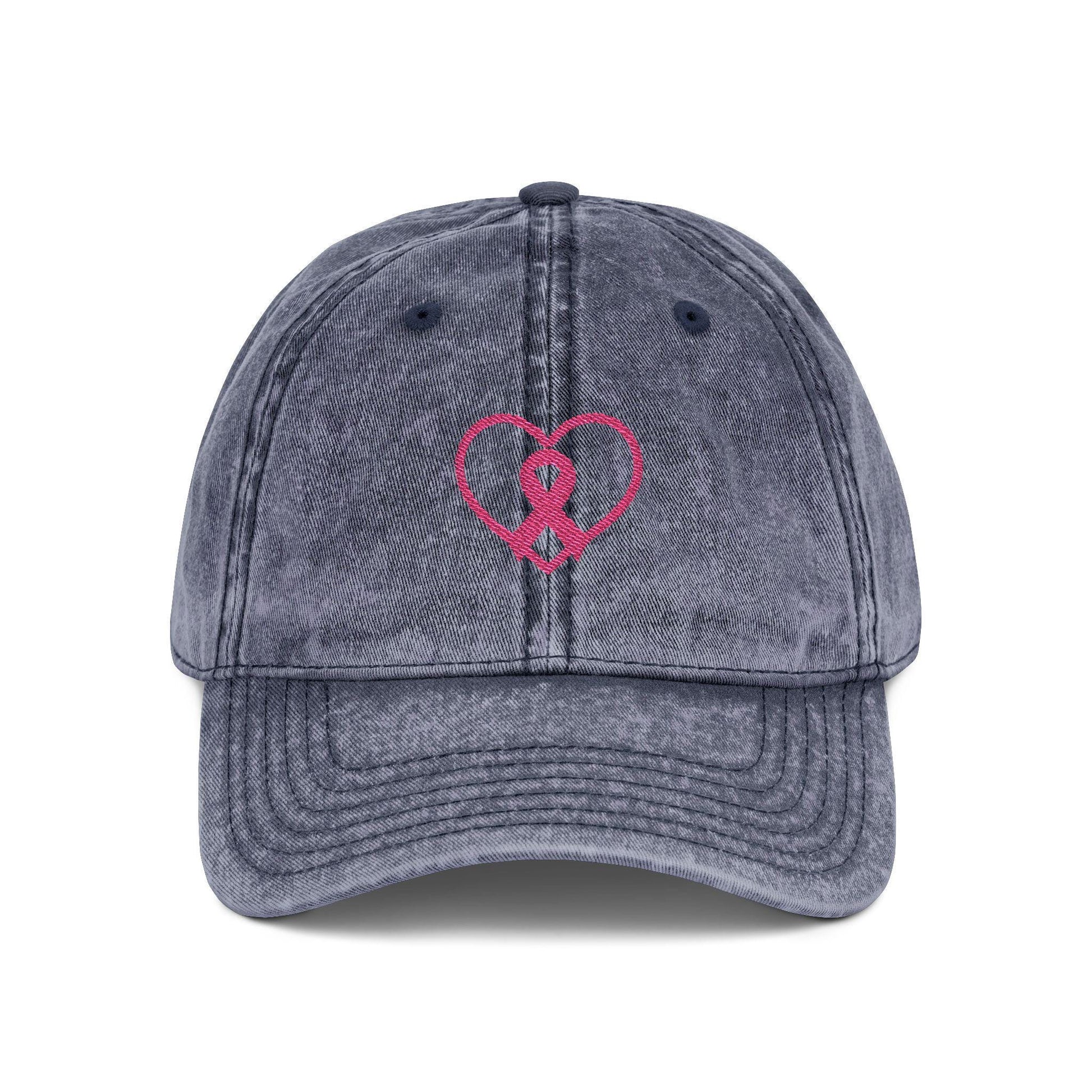 Embroidered Vintage Cap, Breast Cancer Awareness Hat, Pink Ribbon Baseball Cap, Cancer Support Gift, Retro Cancer Survivor Cap