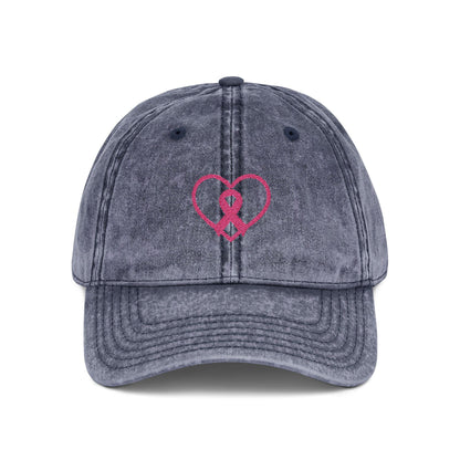 Embroidered Vintage Cap, Breast Cancer Awareness Hat, Pink Ribbon Baseball Cap, Cancer Support Gift, Retro Cancer Survivor Cap