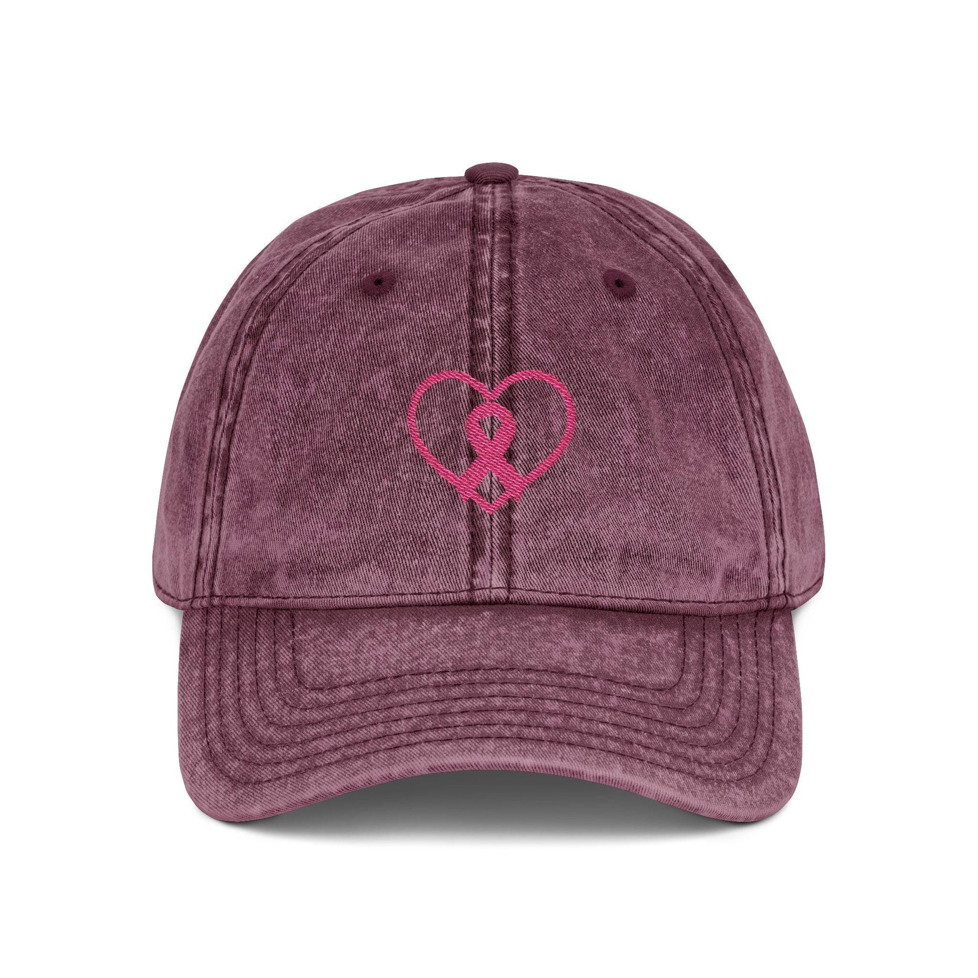 Embroidered Vintage Cap, Breast Cancer Awareness Hat, Pink Ribbon Baseball Cap, Cancer Support Gift, Retro Cancer Survivor Cap