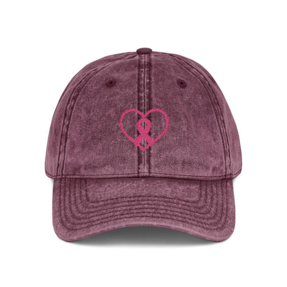 Embroidered Vintage Cap, Breast Cancer Awareness Hat, Pink Ribbon Baseball Cap, Cancer Support Gift, Retro Cancer Survivor Cap