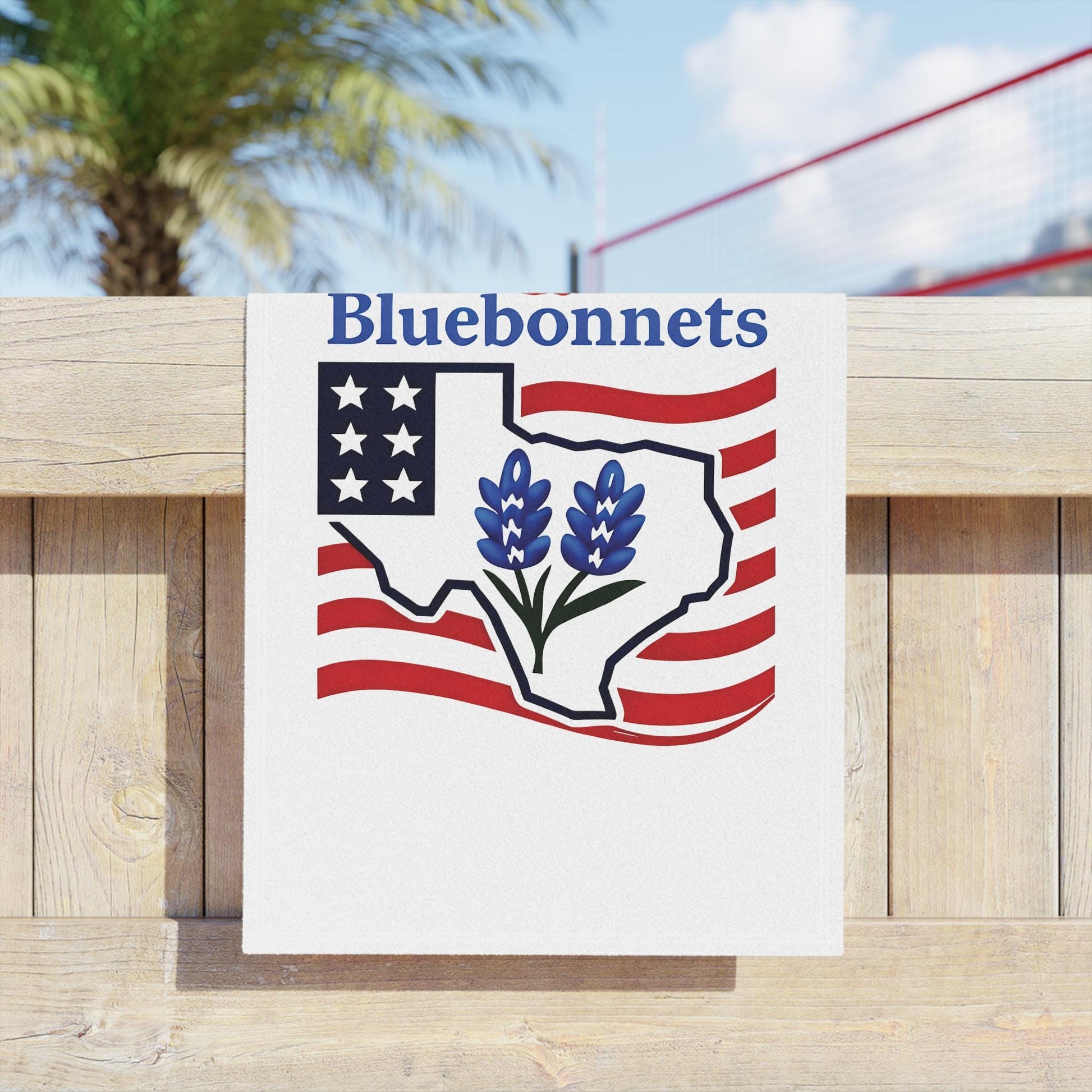 Texas Themed Beach Towel, Red White Bluebonnets Independence Day Towel, Patriotic Pool Towel, Fourth of July Gift, Summer Holiday Towel, USA