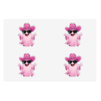 Pink Cowgirl Ghost Sticker Sheets - Funny Western Cowgirl Design, Decorative Vinyl Stickers, Laptop Decals, Planner Accessories, Scrapbook