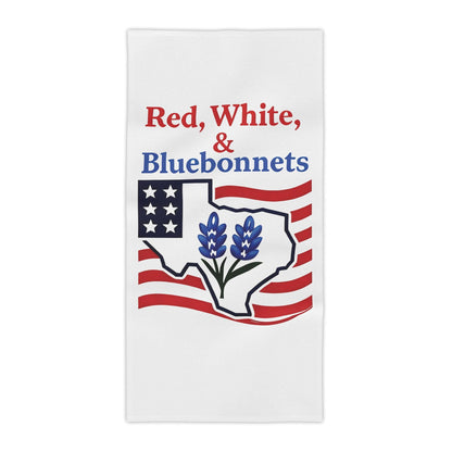 Texas Themed Beach Towel, Red White Bluebonnets Independence Day Towel, Patriotic Pool Towel, Fourth of July Gift, Summer Holiday Towel, USA