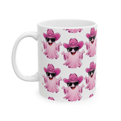 Playful Pink Ghost Mug - Fun Coffee Cup for Halloween Parties, Gifts, or Daily Use, 11oz, 15oz