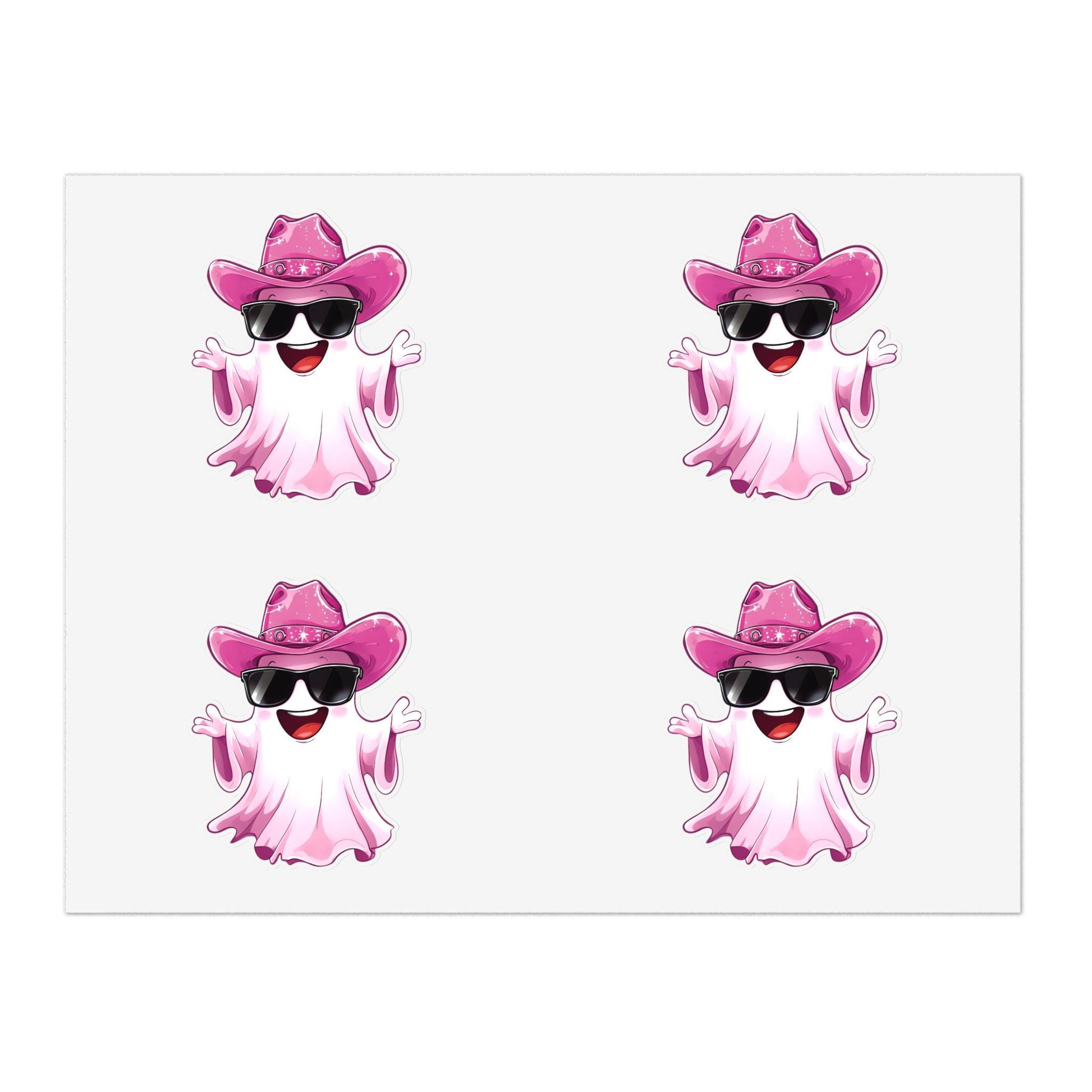 Pink Cowgirl Ghost Sticker Sheets - Funny Western Cowgirl Design, Decorative Vinyl Stickers, Laptop Decals, Planner Accessories, Scrapbook