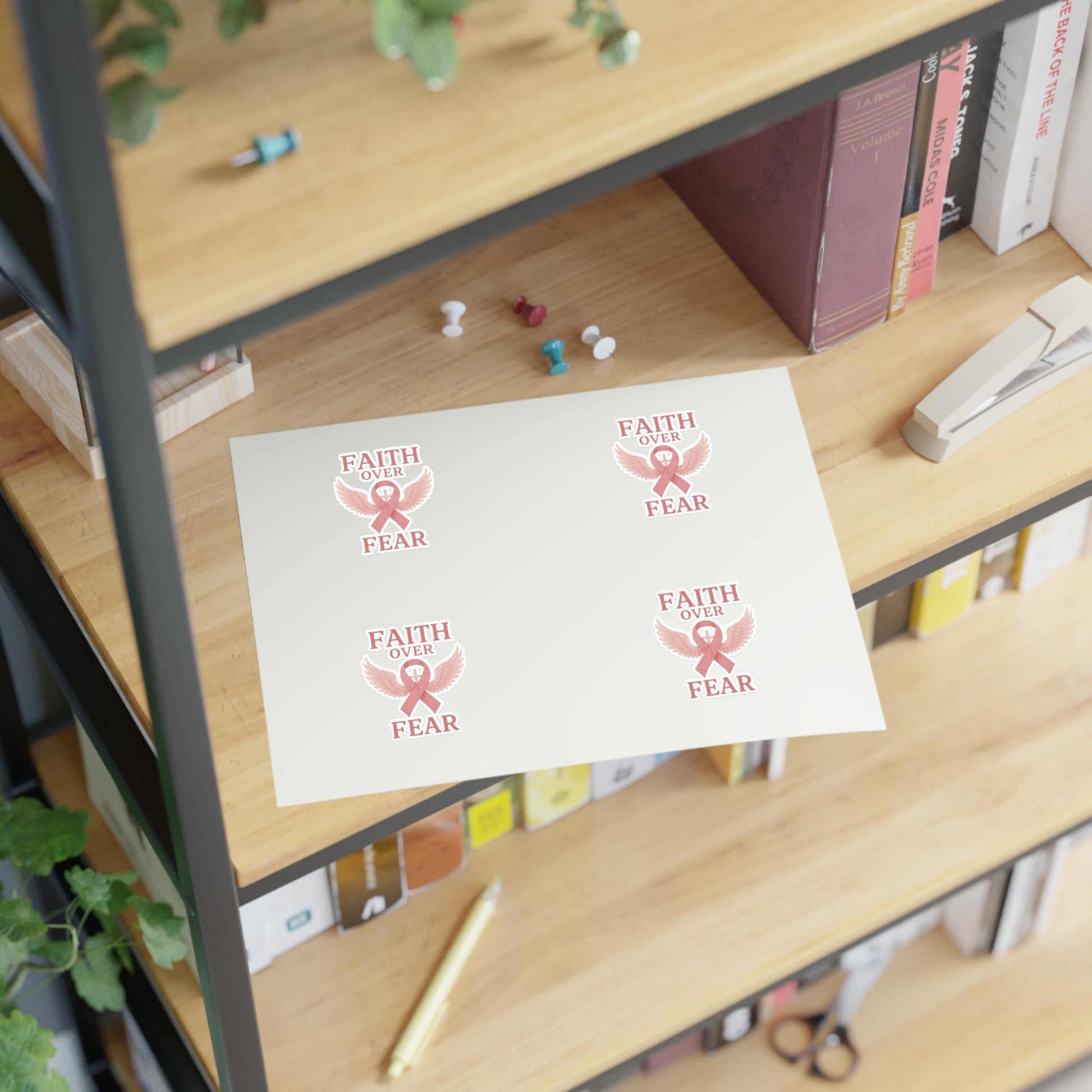 Empowering Sticker Sheets for Hope and Inspiration, Motivational Décor, Faith Over Fear, Breast Cancer Awareness