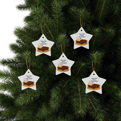 Humorous "Mary WILL Know" Ceramic Christmas Ornament - Funny Xmas Decor