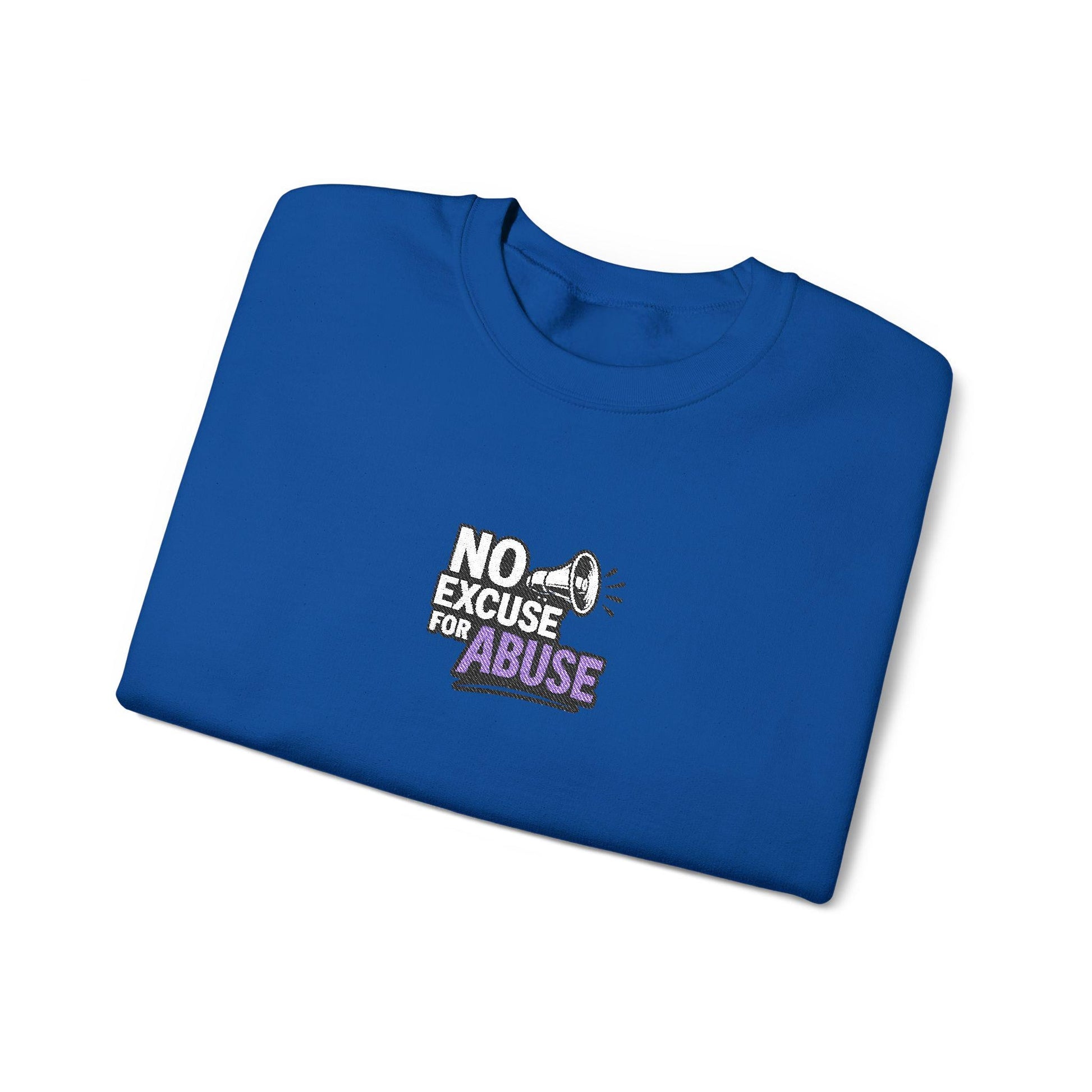 Embroidered Awareness Sweatshirt - Unisex Heavy Blend™ Crewneck Sweatshirt, Domestic Violence Support Jumper, No Excuse For Abuse