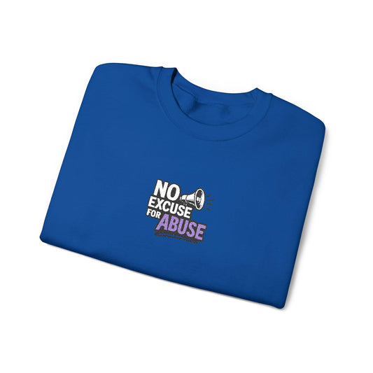 Embroidered Awareness Sweatshirt - Unisex Heavy Blend™ Crewneck Sweatshirt, Domestic Violence Support Jumper, No Excuse For Abuse