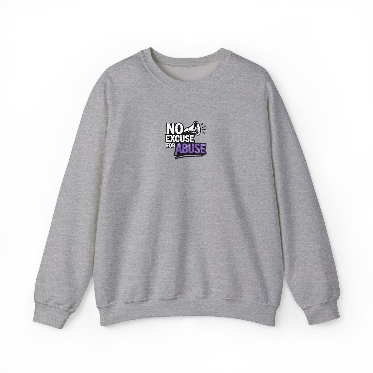 Embroidered Awareness Sweatshirt - Unisex Heavy Blend™ Crewneck Sweatshirt, Domestic Violence Support Jumper, No Excuse For Abuse
