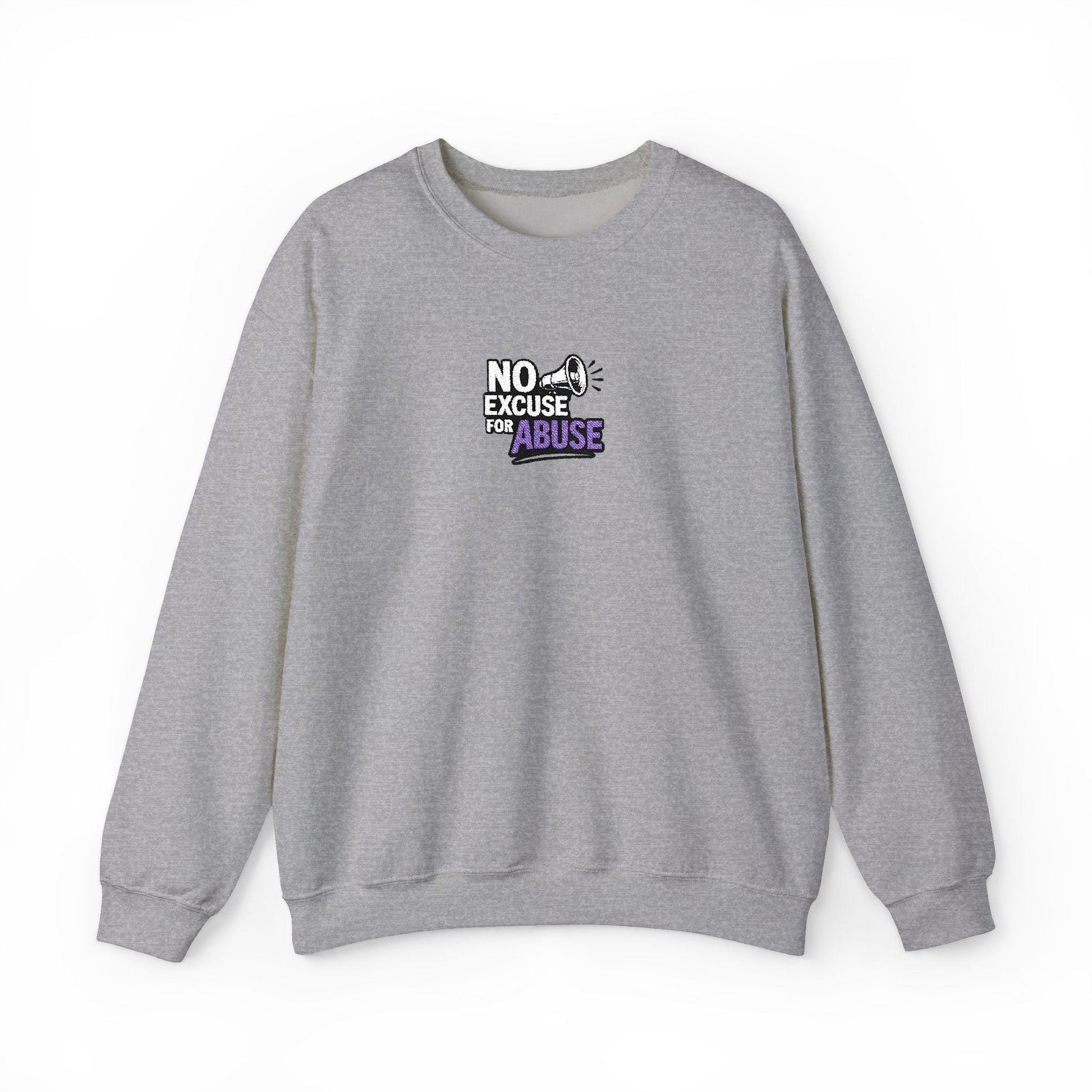 Embroidered Awareness Sweatshirt - Unisex Heavy Blend™ Crewneck Sweatshirt, Domestic Violence Support Jumper, No Excuse For Abuse