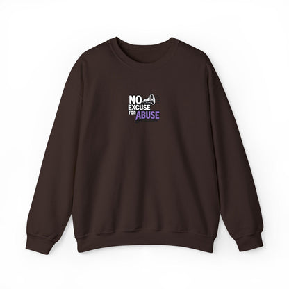 Embroidered Awareness Sweatshirt - Unisex Heavy Blend™ Crewneck Sweatshirt, Domestic Violence Support Jumper, No Excuse For Abuse
