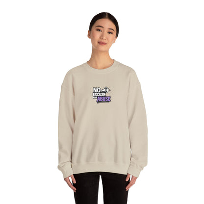 Embroidered Awareness Sweatshirt - Unisex Heavy Blend™ Crewneck Sweatshirt, Domestic Violence Support Jumper, No Excuse For Abuse