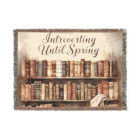 Literary Woven Cotton Blanket: Cozy Reading Nook Decor