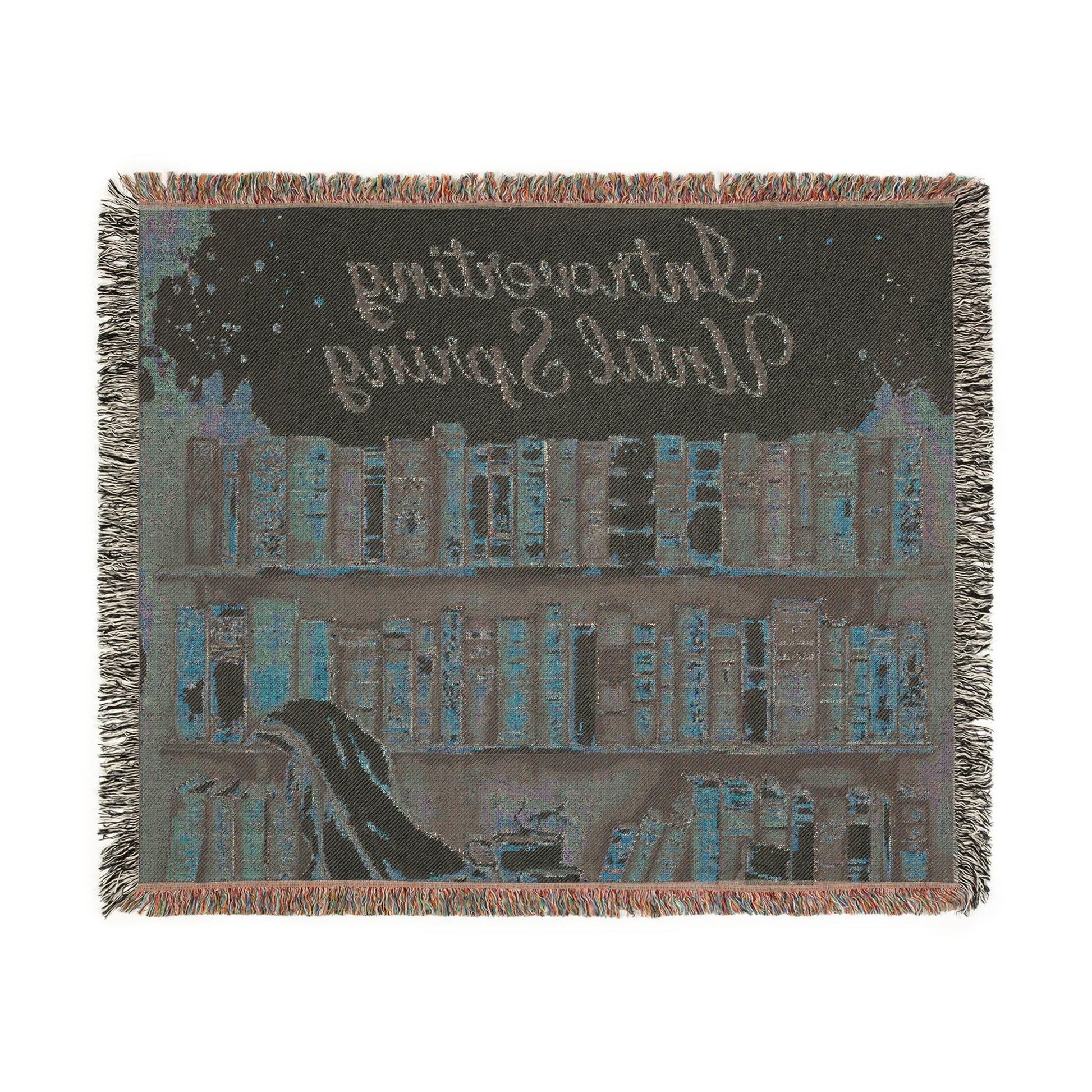 Literary Woven Cotton Blanket: Cozy Reading Nook Decor