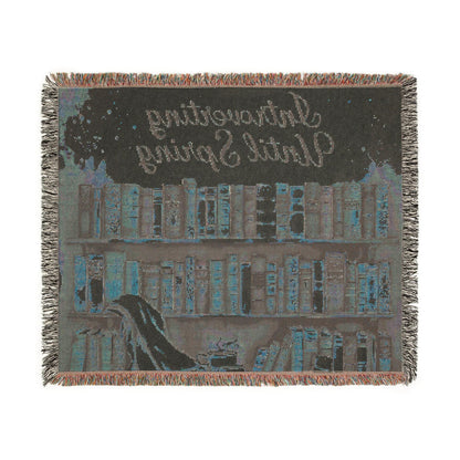 Literary Woven Cotton Blanket: Cozy Reading Nook Decor