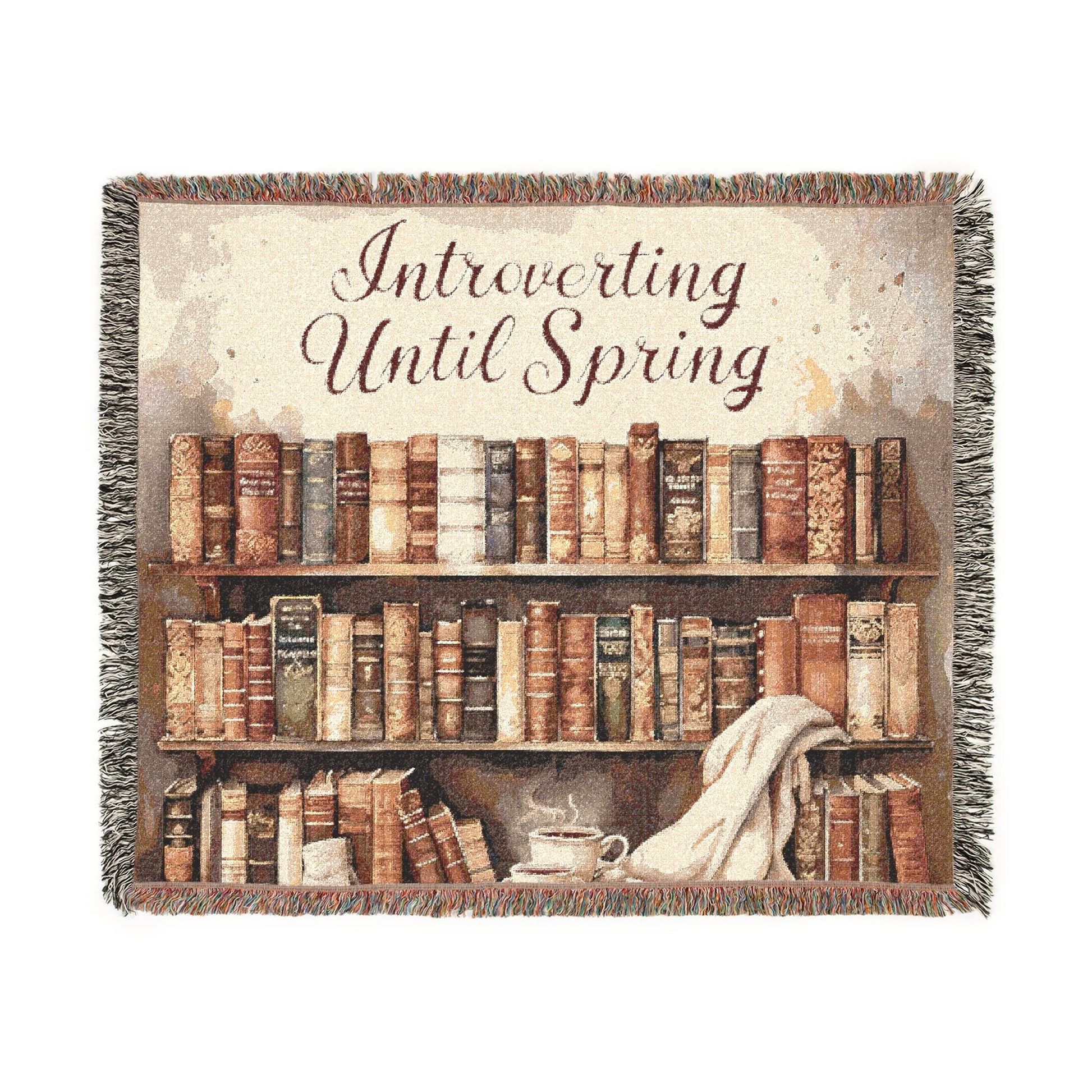 Literary Woven Cotton Blanket: Cozy Reading Nook Decor