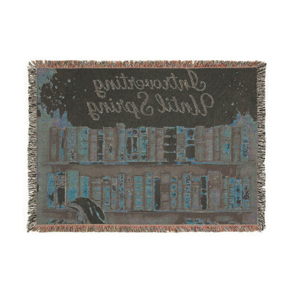 Literary Woven Cotton Blanket: Cozy Reading Nook Decor
