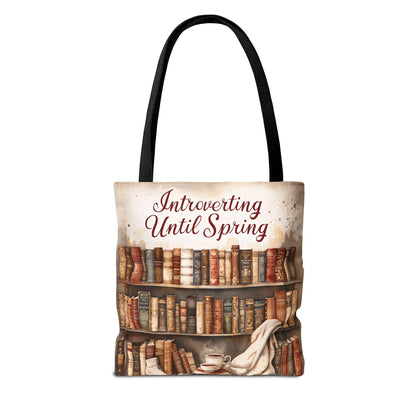 Book Lover Tote Bag: "Introverting Until Spring" Literary Gift