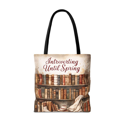 Book Lover Tote Bag: "Introverting Until Spring" Literary Gift
