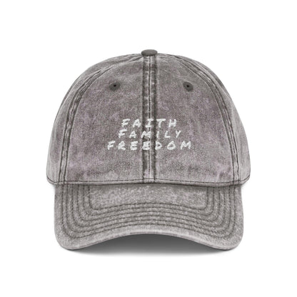 Vintage Embroidered Cap: Faith Family Freedom Cotton Twill Hat