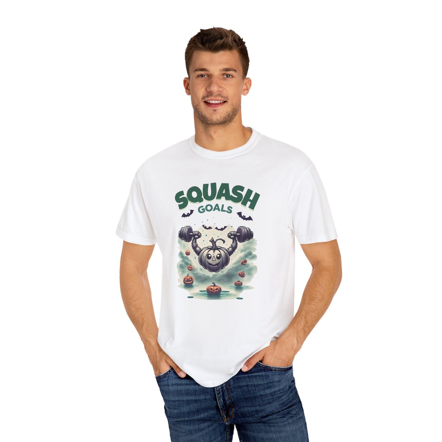 Halloween Fitness T-Shirt: Squash Goals Pumpkin Workout - Unisex