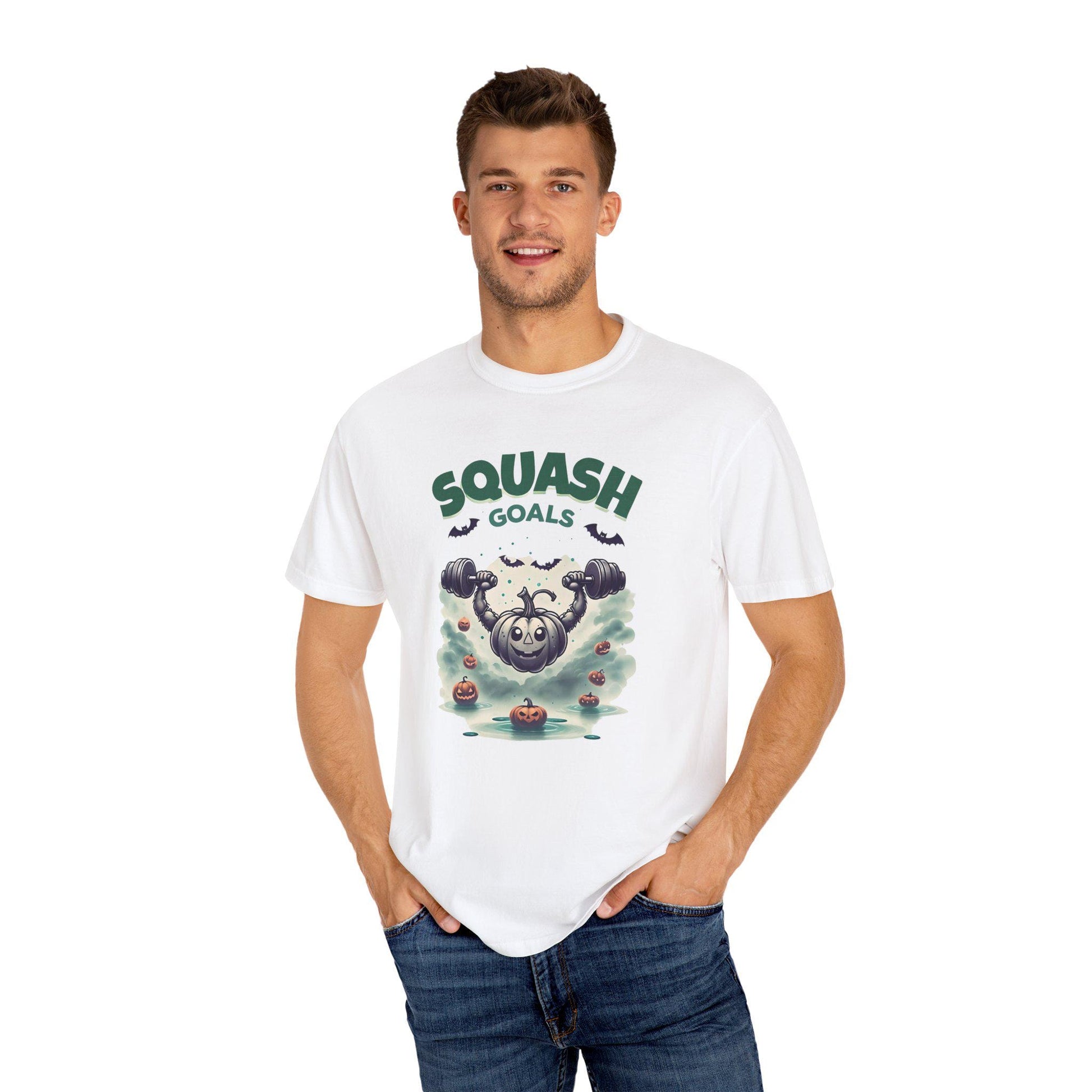 Halloween Fitness T-Shirt: Squash Goals Pumpkin Workout - Unisex
