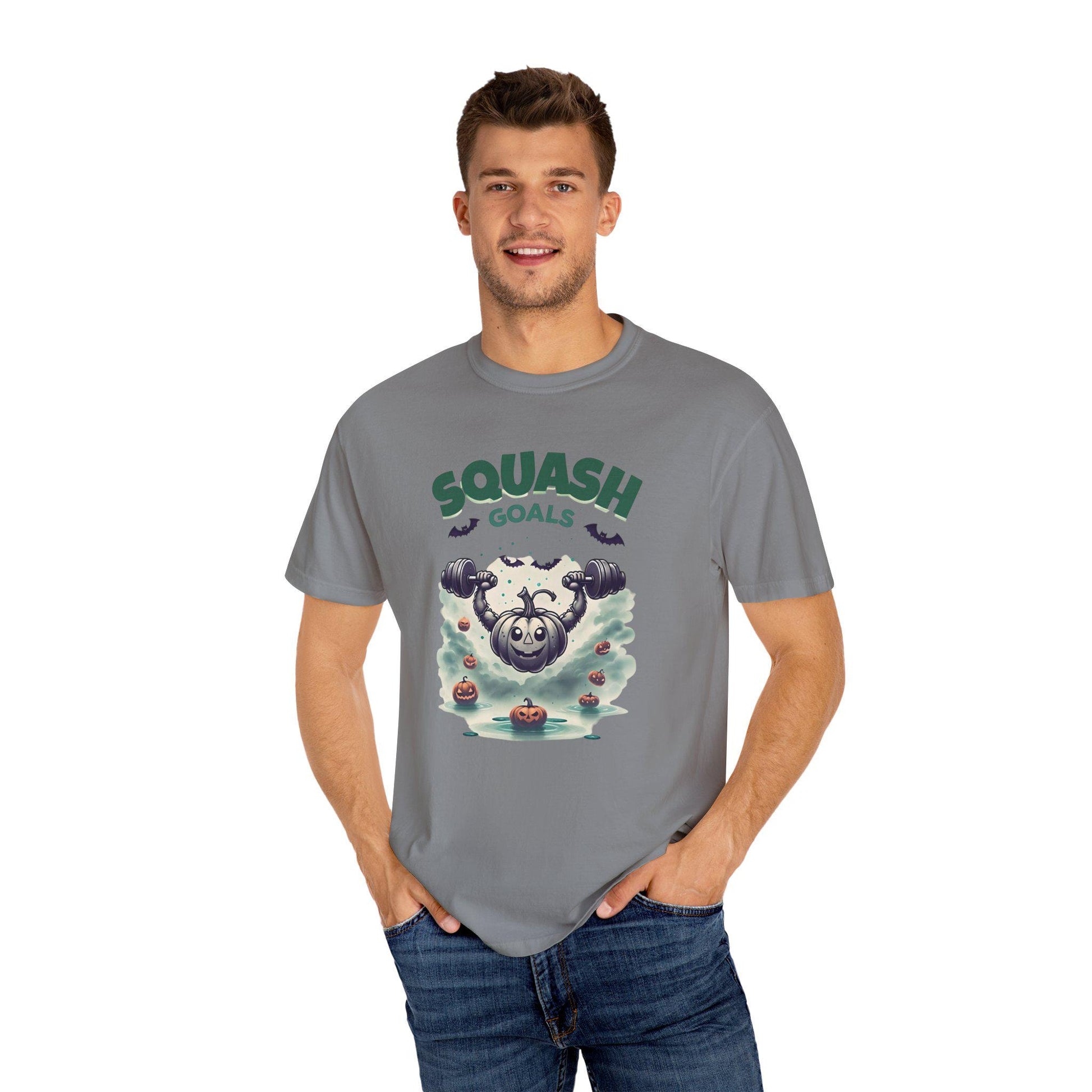 Halloween Fitness T-Shirt: Squash Goals Pumpkin Workout - Unisex