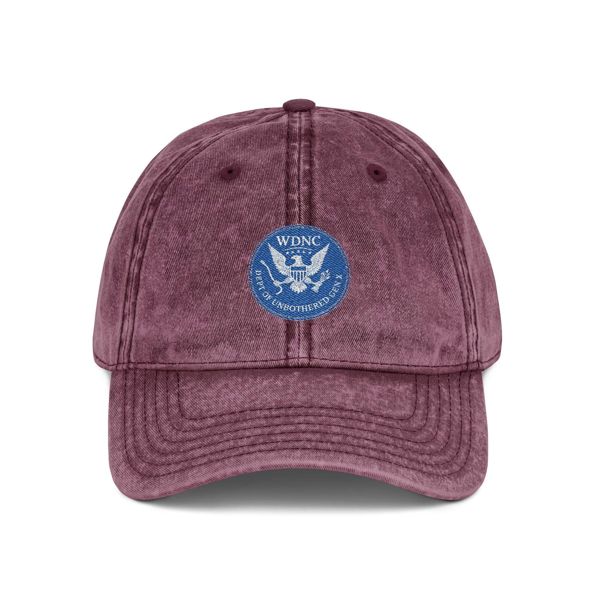 Embroidered Vintage Cap, WDNC Dept of Unbothered Gen X Humor, Funny Hat, Retro Baseball Cap, Distressed Dad Cap, Hipster Cap